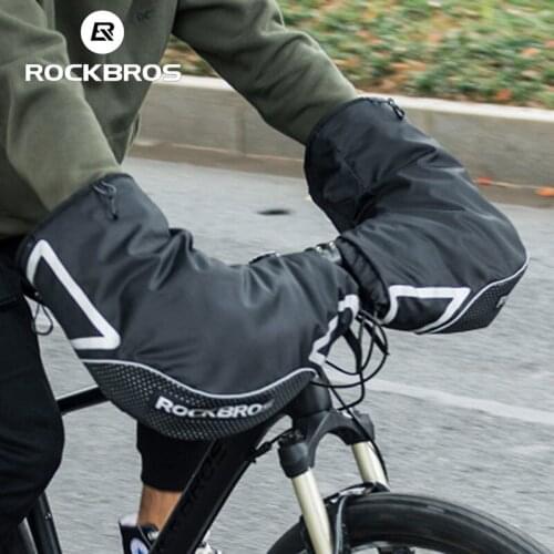 ROCKBROS Rainproof Cycling Winter Thermal Gloves Protective Electric Motorcycle Thick Warm MTB Road Bike Handlebar Gloves
