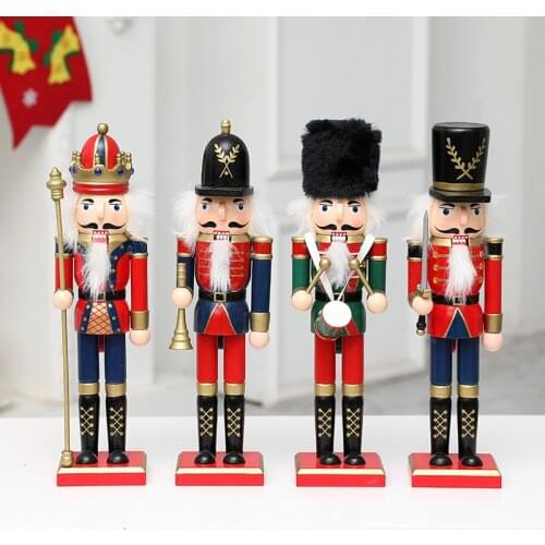 2021 New King Nutcracker Collectible Wooden Soldier Puppet Wine Cabinet Decoration Ornaments Christmas Home Office Decorations