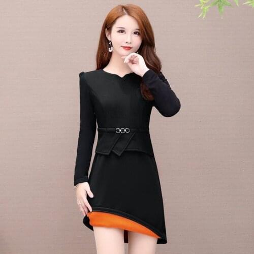 Autumn Winter Dress Women New Patchwork A- line Dress Woman Dresses Vestido De Mujer Femme Robe