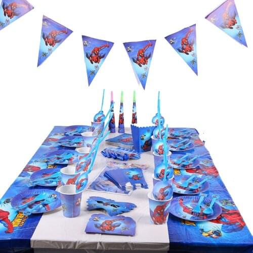 16-piece Party Supplies Suit Disney Spiderman Cartoon Anime Figure Marvel Spider Man Birthday Decoration Accessories Kids Gifts