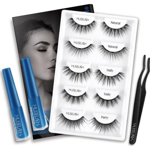 MUSELASH 3D PestañAs Magneticas Magnetic False Eyelashes Cilios PostiçO Magnetic Eyelashes And Eyeliner Set Natural