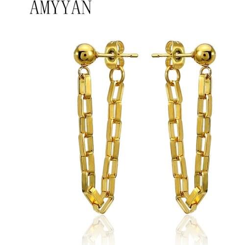 New Design Stainless Steel Chain Specific Earring Link Earrings Simplicity Link Chain Stud Earring Long Earrings Jewelry