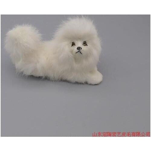 Cute simulation lying dog polyethylene & furs white poodle dog model about 16x11CM 069