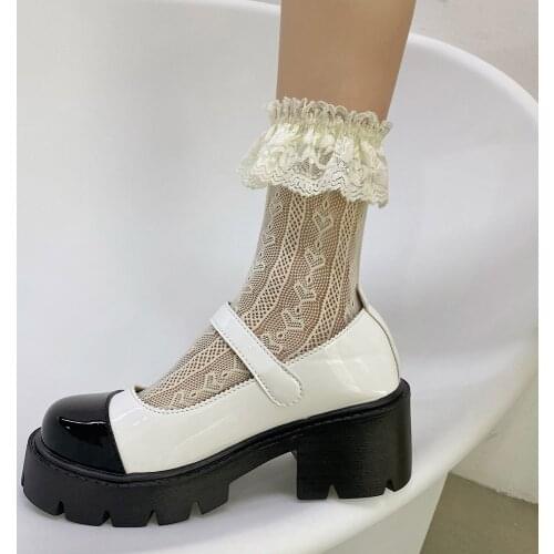 Lolita Shoes Women Japanese Style Mary Jane Shoes Women Vintage Shallow High Heels Chunky Platform Shoes Cosplay Female Sandals