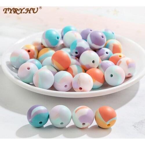 TYRY.HU 100pcs 12mm Silicone Beads DIY Pacifier Chain Necklace Food Grade Bead Nursing DIY Baby Teether Pearl BPA Free