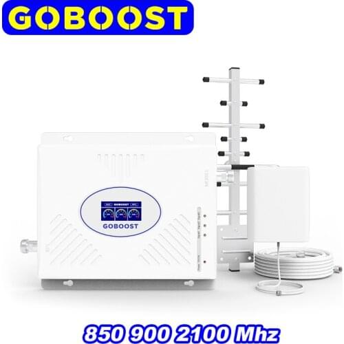 GOBOOST Cellular Communication Signal Amplifier CDMA GSM LTE 850 900 Mhz Repeater 2g 3g 4g Cell Phone Yagi Antenna Booster Set