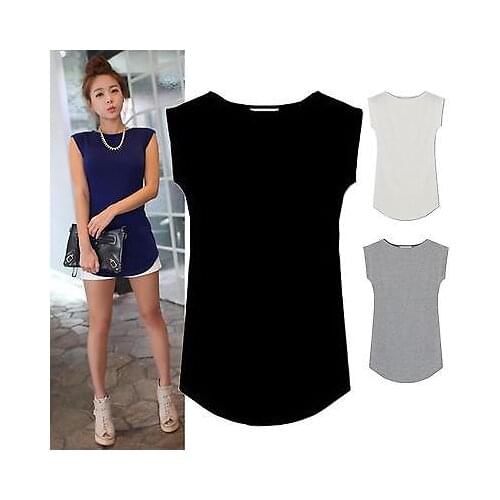 Women Junior Basic Plain Casual Modal Cap Sleeve Slim O-Neck Tee Shirt Tops