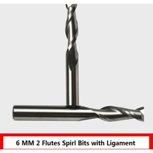 1pc 6mm SHK 2 flutes Milling Cutter Spiral PVC Carving Cutter Carbide Double Flutes CNC Router Bits Two Flutes Spiral End Mills