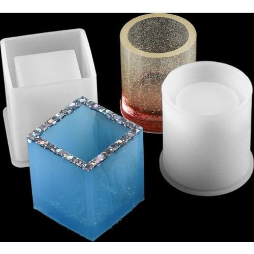 1 Pcs Cylindrical Crystal DIY Silicone Moulds Storage Pen Holder Epoxy Resin Mould Hand Crafts Jewelry Making Accessories