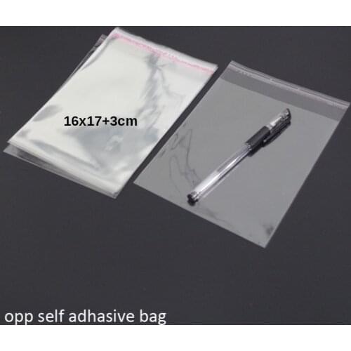 200pcs/lot Resealable Opp Cellophane 16x17+3cm (16 *20cm ) Transparent Opp Gift Plastic Packaging Bags Self Adhesive Seal