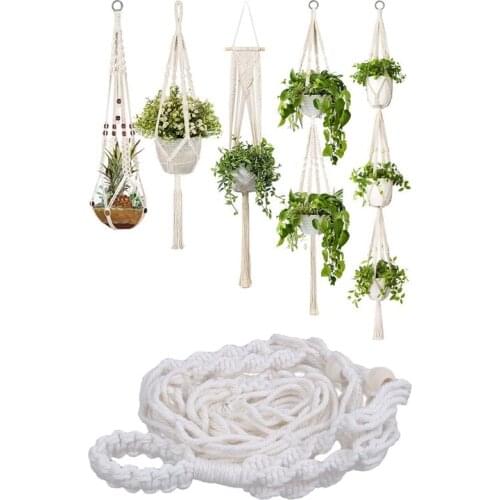 5-Pack Macrame Plant Hangers, Different Tiers & 1X Macrame Plant Hangers Hanging Planter Basket Cotton Rope