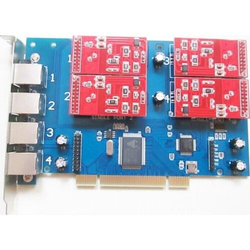 Free shipping voice card 4 Ports FXO Asterisk card for Voip IP PBX Digium TDM410P Openvox FreePBX Elastix