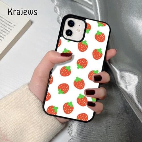 Krajews Strawberries Pink Strawberry coque Phone Case for iPhone 12 mini 5 6S 7 8 PLUS X XS XR 11 PRO MAX SE 2020 Cover Shell