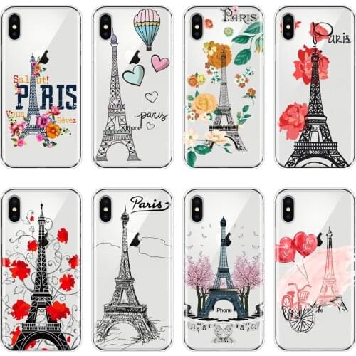 Eiffel Tower Paris Flower Phone Case For iPhone X XR XS MAX 8 7 6S 6 S Silicone Soft Back Cover For iPhone 6 S 6S 7 8 Plus Case