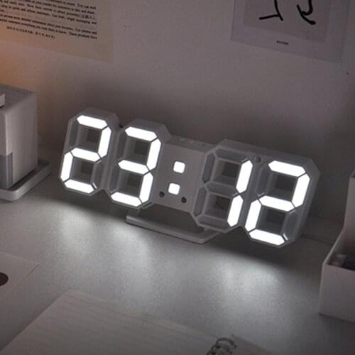 Digital LED Alarm Clock Thermometer Calendar Electronic Table Clock Nightlight Luminous Desktop 3D Wall Art Decor