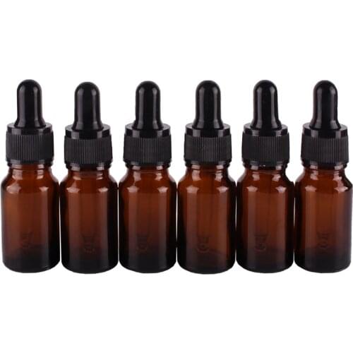 6pcs 10ml Amber Glass Dropper Bottles with Pipette Empty Perfumes Bottles Liquid Jars