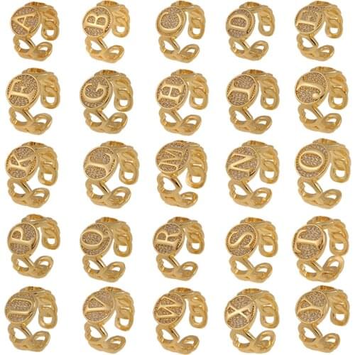 Gothic A-Z Initial Name Signet Finger Rings Gold Color Vintage Alphabet Letter Jewelry For Women 2021 Trend Open Ring