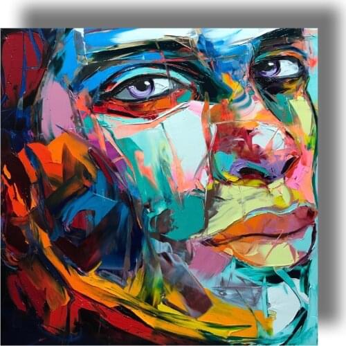 Face Oil painting on canvas Palette knife portrait figure Hand painted Francoise Nielly style wall Art pictures for living room