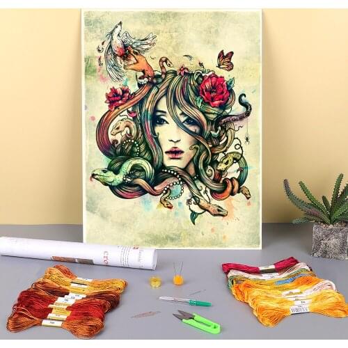 Unknown Beauty Before Death Printed 11CT Cross-Stitch Patterns Embroidery DMC Threads Craft Needlework Knitting Adults