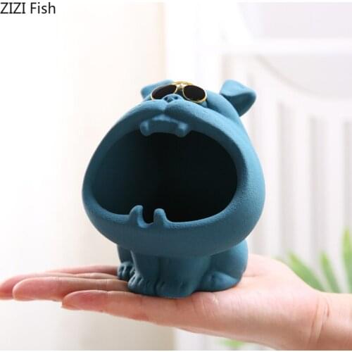 Creativity Cartoon Animal Ashtray Bulldog Living Room Office Desktop Decoration Windproof and Dustproof Large Capacity Ashtray