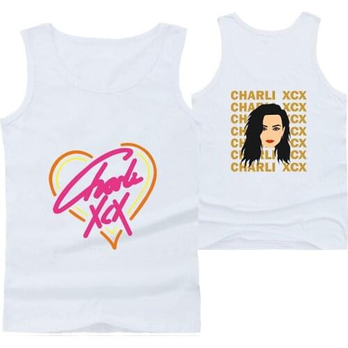 Shirts Fitness Popsoker Tank Top Mens Singlet Print Charli Xcx Star Body Building Workout Gym Hip Hop Cotton Unisex Knitted