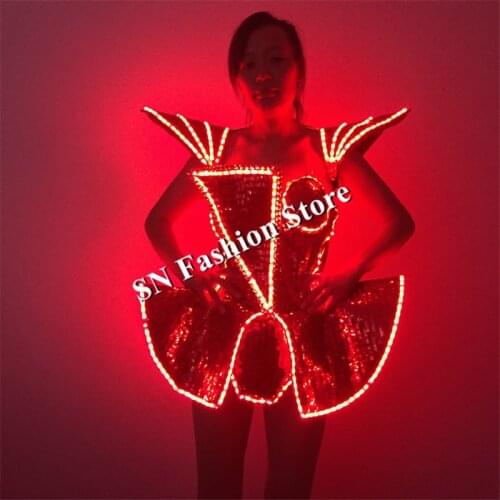 MD20 Fashion luminous led women dresses ballroom dance stage led costume bellydance bar dj club wears singer catwalk performance