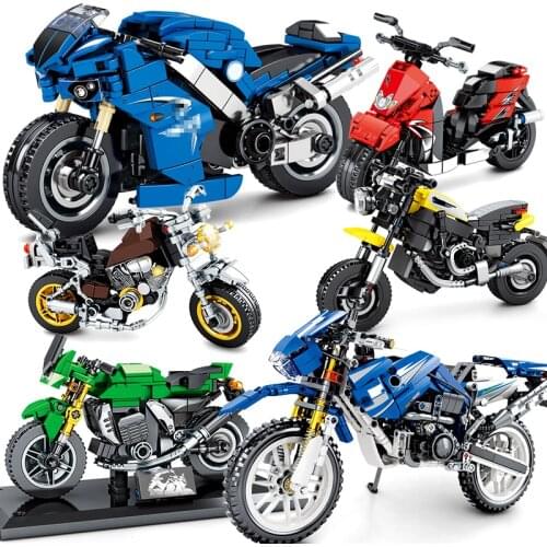 Motorcycle sets Racing Off Road Vehicle model Building bricks Moto Speed Champions Sports City Blocks Motorbike