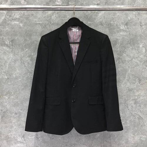 2021 Fashion Brand Formal Blazer Men Clothing Casual Suit Mens Jacket Spring Single Breasted Striped Black Wool Coat