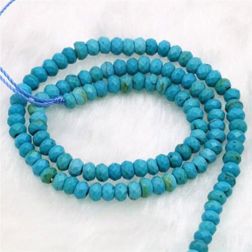Natural Stone Blue Turquoises 2x4mm Faceted Abacus Loose Beads Jewelry Making Accessories Christmas Gift for Women 15inch Y291