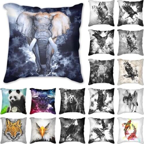 Animals Cushion Cover Home Decor Elephant cobra panda fox owl fish Decorative Pillows Linen Pillow Case Baby Room Decoration