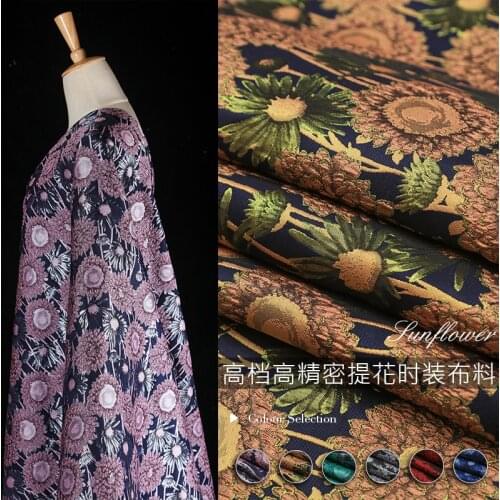 New Fashion Jacquard Cotton Fabric High-grade Sunflower Jacquard Fabric Dress Umbrella Skirt Windbreaker Suit Fabric Clothes