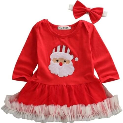 Infant Christmas Outfit Girl Baby First Xmas Party Romper Tutu Dress Clothes