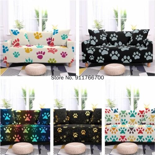 Animal Paw Seamless Pattern Stretch Elastic Couch Cover Corner Sofa Cover For Living Room Sectional Sofa 1/2/3/4Seater Slipcover