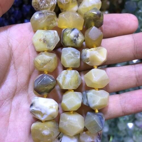 Wholesale 2strings Natural Yellow Opal Gem Stone Faceted Nugget Beads,Genuine Gem Jewelry Making Beads,15.5"/str