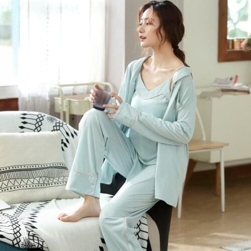 3PCS/Set Maternity Nursing Sleepwear Breastfeeding Pajamas for Pregnant Women 100% cotton Nightgown Pregnancy Lounge Home Wear