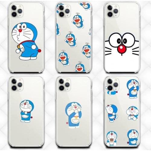 Cute Anime Blue Doraemons Phone Case Transparent Case For Iphone 6 6s 7 8 Plus XR X XS XSmax 11 12 Pro Mini Max