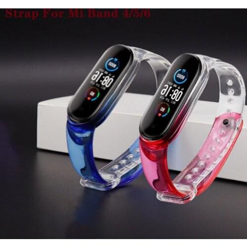 Transparent Gradient Colors Breathable Strap For Xiaomi Mi Band 5/6 Wristband Replacement Bracelet For xiaomi miband 3/4 straps
