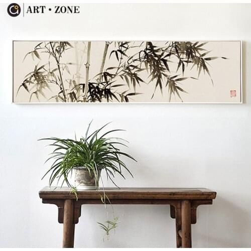 Retro Chinese Ink Botanical Bamboo posters wall art for living room bedroom aesthetic boho wall decor prints Canvas paintings