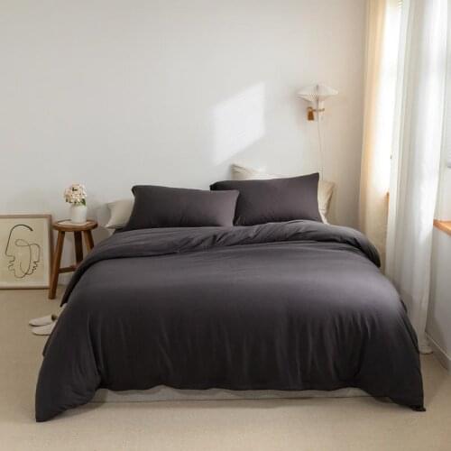 Solid Color Double Full Queen Duvet Cover set Knitted Cotton Soft Skin Friendly Bedding Comforter Cover Bed Sheet Pillowcases