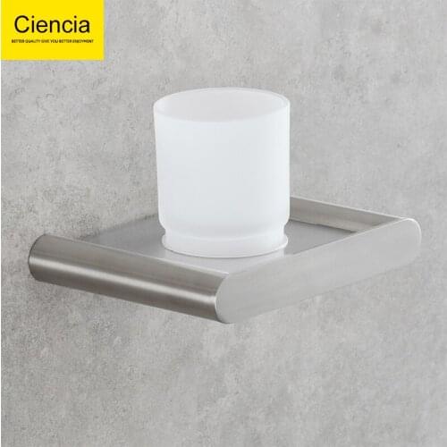 Free Shipping Cup/Tumbler Holder Black Health Fashion Toothbush Holder 304 Stainless Steel Glass Single Cup Holders Wall-mount