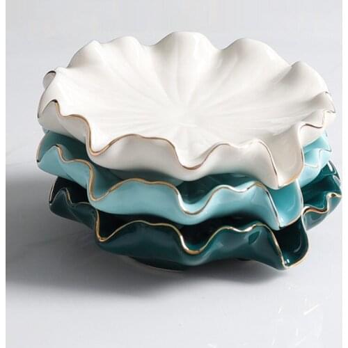 Bathroom Supplies Drain Soap Holder Soap Container Bathroom Storage Soap Rack Soap Box Ceramic Lotus Leaf Shape Soap Holder