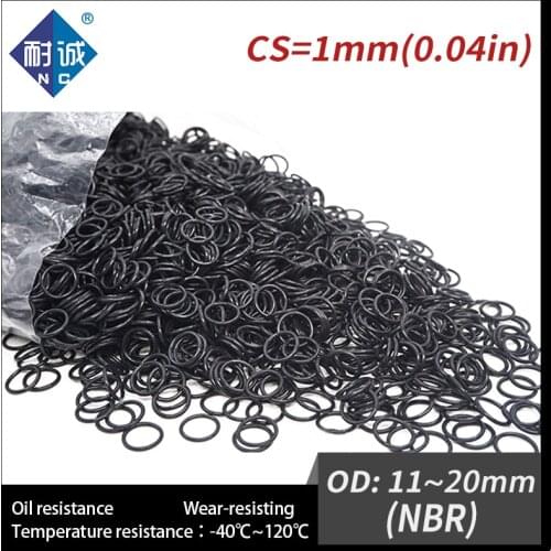 300PCS/lot Rubber Black NBR CS 1mm OD11/12/13/14/15/16/17/18/19/20mm Nitrile rubber O Ring Gasket Oil resistant waterproof
