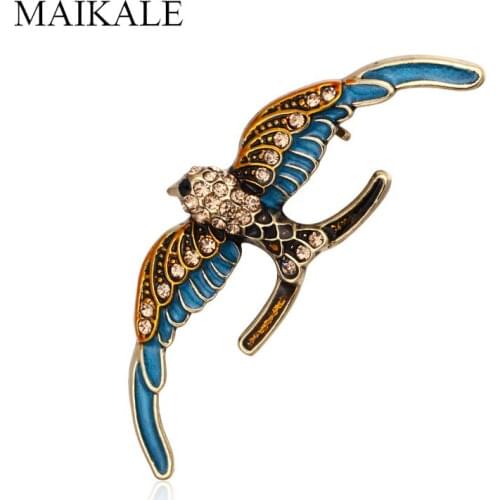 MAIKALE Charm Eagle Bird Shape Brooch Pins Enamel Animal Brooches for Women Kids Cloth Shawl Shirt Badge Bag Pendant Accessories