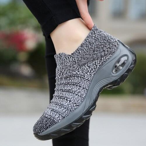Female Casual Shoes Round Toe Plus Size Spring Women Med Heel Shoes Slip On Platform Mixed Color Shallow Sneakers