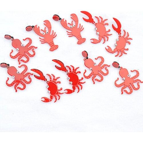 Fashion Lovely Simulation Lobster Crab Red Acrylic Earrings for Women Fashion Sea Animals Funny Dangle Earrings Brincos Mujer