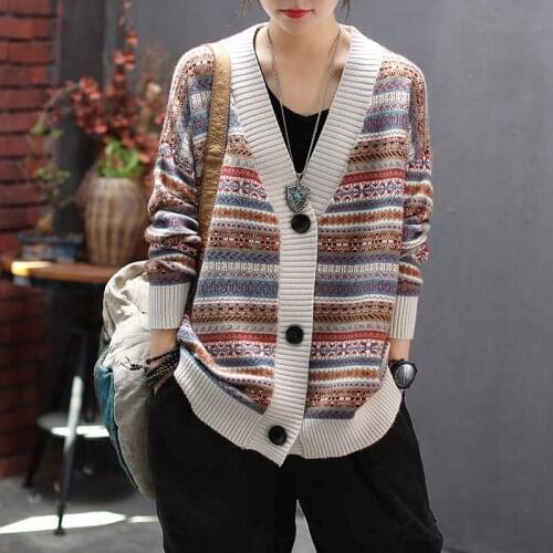 2020 Cardigan V-neck Long-sleeved Sweater Jacket Autumn Casual All-match Single-breasted Korean Style Knitted Cardigan Women