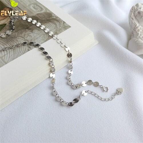 Flyleaf Ins Style Round Piece Necklaces & Pendants 100% 925 Sterling Silver Necklace For Women Fashion Chain Fine Jewelry Simple