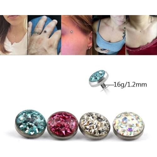 1PC Epoxy Crystal Micro Dermal Anchor Top Piercing Skin Diver Surface Ring In Body Implants Sexy Retainers & Hide-it Jewelry 16g