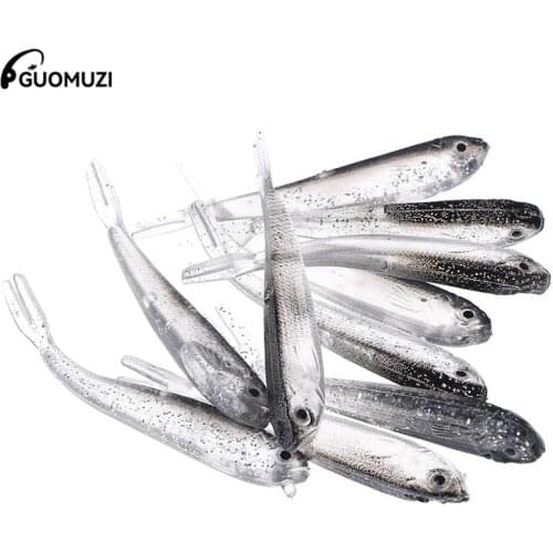 10Pcs 80mm Soft Silicone Fishing Lure Minnow Saltwater Freshwater Worms Wobblers Silicone Artificial Bait Bass Tackle Jigs 2.2g