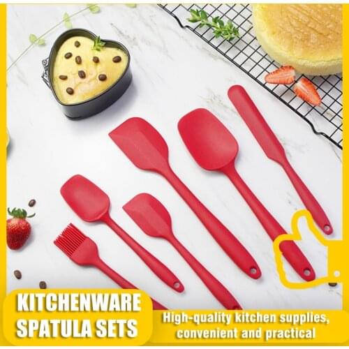 Silicone Scraper 6-Piece Food Grade Cake Cream Spatula Spatula Mixing Knife Oil Brush Kitchen Baking Tools